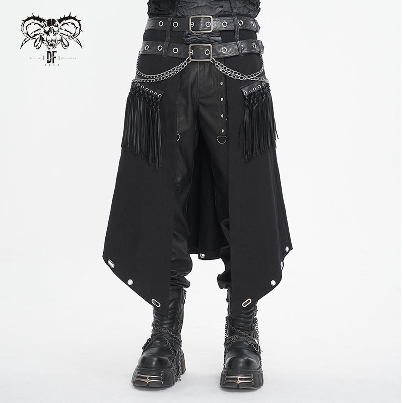 SKT204 Punk tasseled leather men kilt