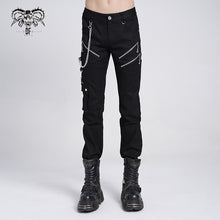 Load image into Gallery viewer, PT001 devil fashion punk rock zipper black men trousers with chains
