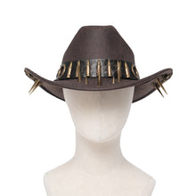 Load image into Gallery viewer, AS266 Punk brown cowboy hat with spiked brim

