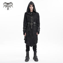 Load image into Gallery viewer, CT251 men Punk ripped woven jacket hooded long coat
