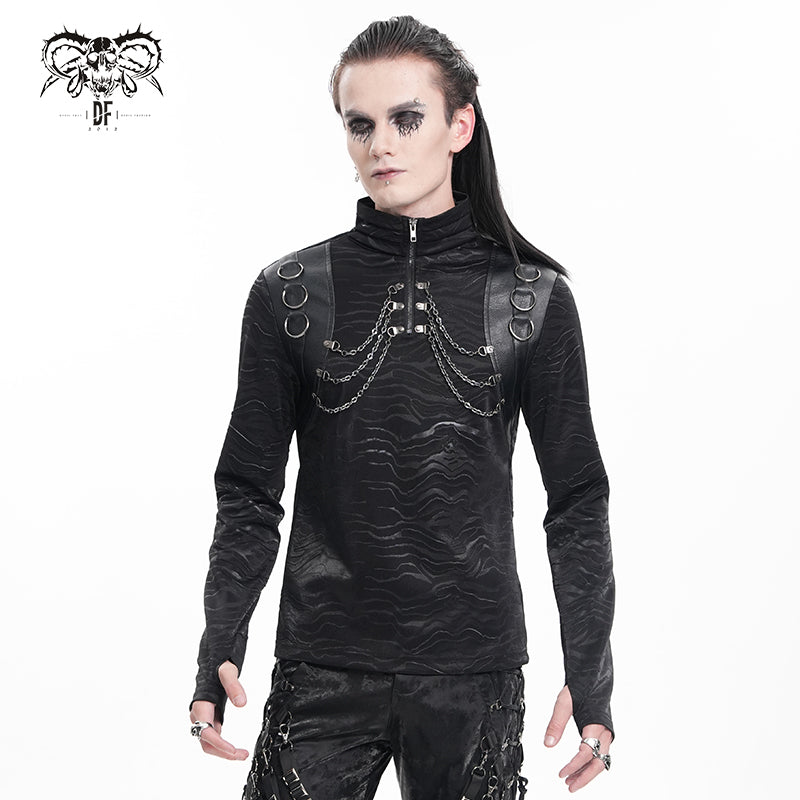 TT284 Punk techwear high-neck long-sleeved T-shirt
