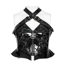 Load image into Gallery viewer, TT310 Punk Patent Faux Leather Halter Crop Top
