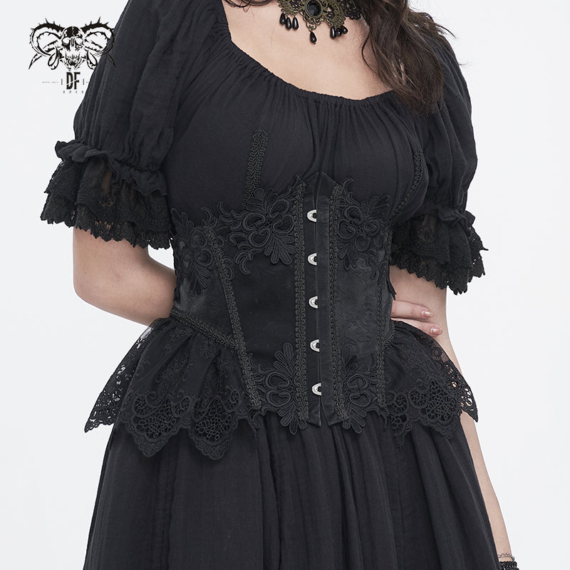 AS179 Gothic pattern leather lace corset