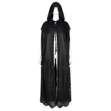 Load image into Gallery viewer, CA04501 Black Gothic Lace Hooded Cloak
