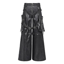 Load image into Gallery viewer, PT287 Pleated faux leather woven punk wide-leg pants
