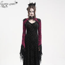 Load image into Gallery viewer, ECA02002 Gothic pattern women flared sleeves red velvet short lace shawl

