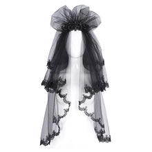 Load image into Gallery viewer, AS192 Gothic wedding lace women black Skull Crown Veil
