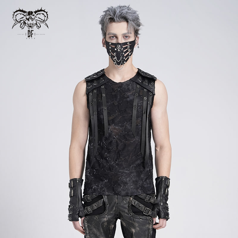TT292 Irregular burnt raw edge punk T-shirt