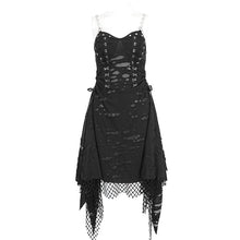 Load image into Gallery viewer, SKT201 Distressed knitted rhombus mesh heart-shaped suspender dress
