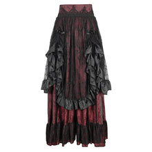 Load image into Gallery viewer, SKT19802 Black and red Gothic Paisley High Waist Skirt
