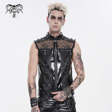 Load image into Gallery viewer, WT105 Punk Tree-Patterned Mesh &amp; Patent Leather Vest
