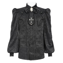 Load image into Gallery viewer, SHT15401 Gothic Long-Sleeve Pleated Shirt with Bat-Wing Shoulder Flaps
