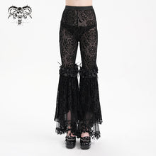 Load image into Gallery viewer, PT256 Flocked flower mesh high waist women&#39;s pants

