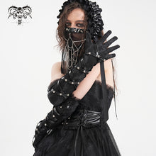 Load image into Gallery viewer, GE036 Punk Black Women Printed Leather Loops Half Gloves
