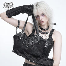 Load image into Gallery viewer, AS310 Foil-stamped twill punk handbag with bat-wing hem
