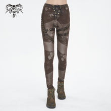 Load image into Gallery viewer, PT24002 Brown Women cloud point stretchy cracked knit leather leggings
