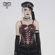 Load image into Gallery viewer, CST00902 Red Punk-Style Glossy Leather Strapless Corset
