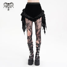 Load image into Gallery viewer, PT255 Gothic black women Pleated hem velvet shorts
