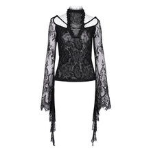 Load image into Gallery viewer, ETT037 Flocked knitted off-shoulder halter neck long-sleeved short T-shirt
