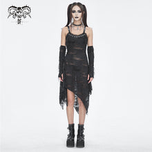 Load image into Gallery viewer, SKT190 Punk ripped knitted belted slip dress
