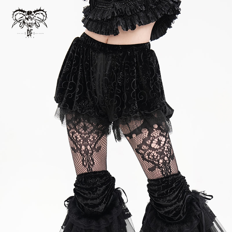PT250 Gothic Embossed velvet Puff Shorts