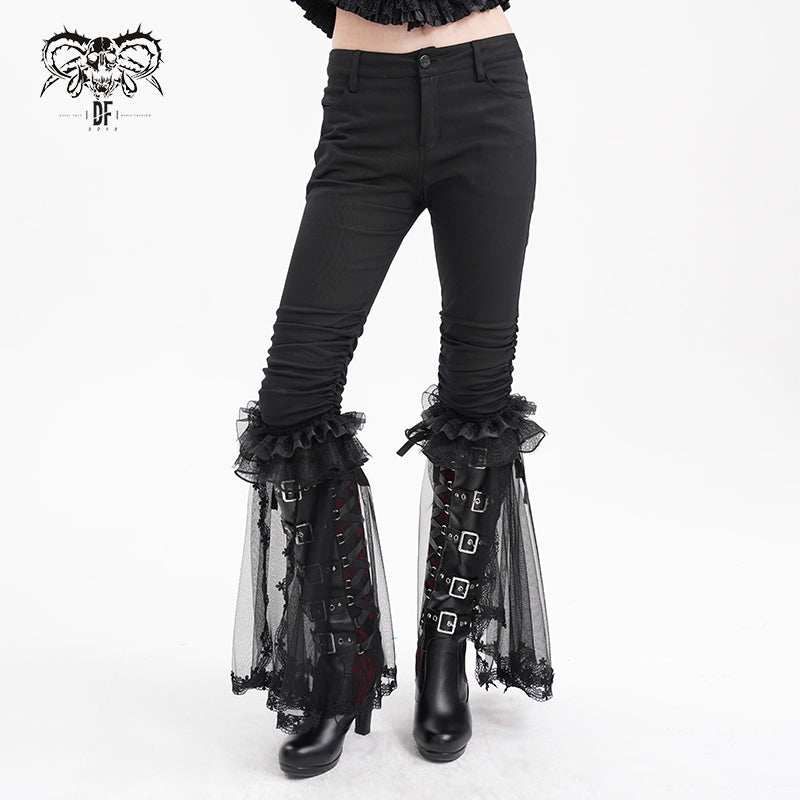 PT257 Knee-length ruffled gothic trousers