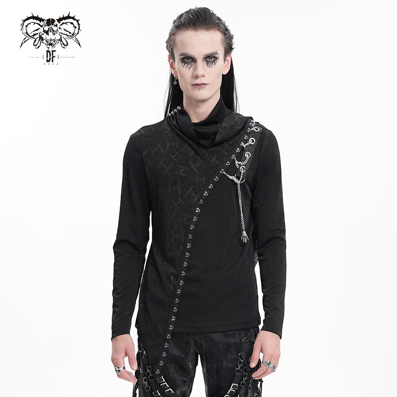 TT285 Knitted laminated high collar long sleeve T-shirt