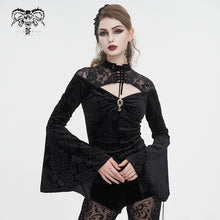 Load image into Gallery viewer, ETT03301 Lace stitching small stand collar long sleeve T-shirt
