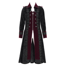 Load image into Gallery viewer, CT26202 Black and red Gothic paisley jacquard fleece long coat
