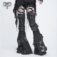 Load image into Gallery viewer, AS313 Distressed long denim leg warmers (punk style)
