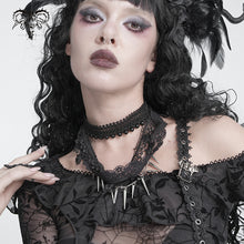 Load image into Gallery viewer, AS322 Gothic necklace with delicate chain and lace detailing
