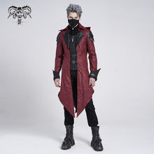 Load image into Gallery viewer, CT06902 punk handsome movie cool actor red hooded leather long coats
