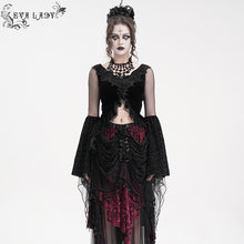 Load image into Gallery viewer, ETT039 Gothic Women Velvet and Burnt-out Mesh Long Sleeve T-Shirt
