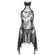 Load image into Gallery viewer, SX028 Gothic flower mesh beaded lace halterneck sexy lingerie
