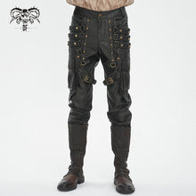 Load image into Gallery viewer, PT24402 Brown Steampunk brush-off leather trousers
