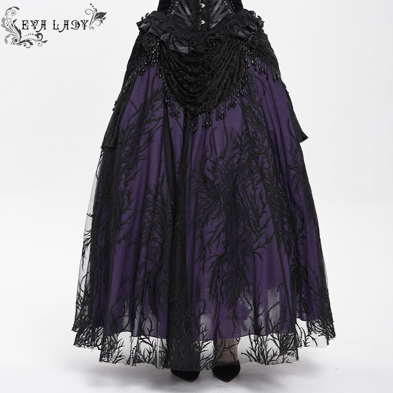 ESKT06702 purple branch mesh gothic skirt