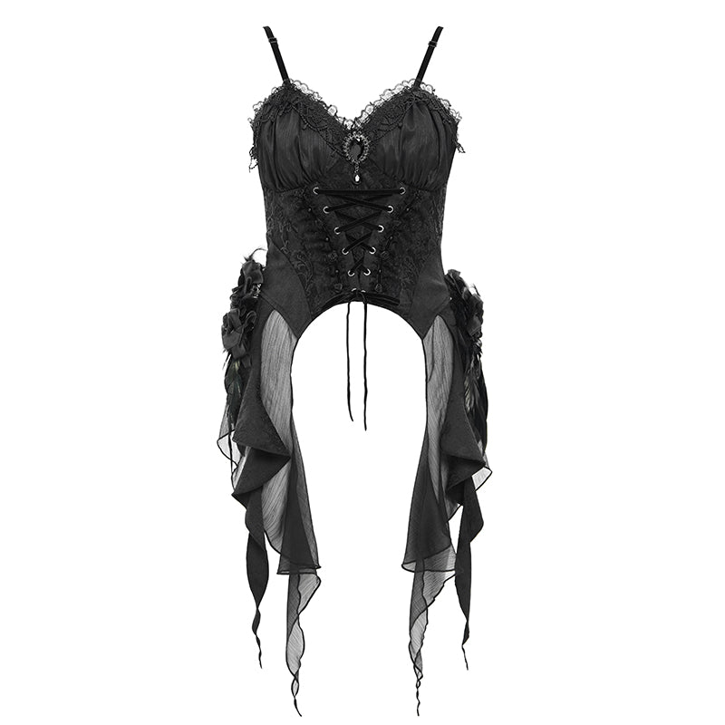 ECST00701 Gothic Pattern Jacquard Feather Rose Corset