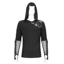 Load image into Gallery viewer, TT251 Punk wild grain knitted hooded men&#39;s T-shirt
