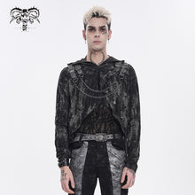 Load image into Gallery viewer, TT318 Black and Grey Two-Tone Distressed Striped Long-Sleeve Hoodie T-Shirt
