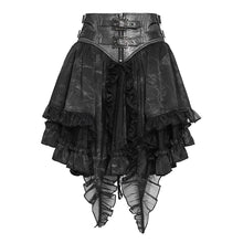 Load image into Gallery viewer, SKT250 Punk-Style Two-Tone Woven and Organza Paneled Mini Skirt
