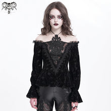 Load image into Gallery viewer, TT288 Gothic halterneck rose burnt out velvet T-shirt
