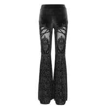 Load image into Gallery viewer, PT272 Hollow out Thigh mesh flocked flared trousers
