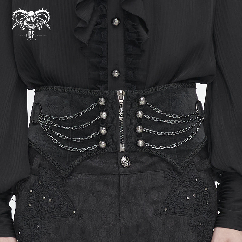 AS170 Gothic lace up belt with chain