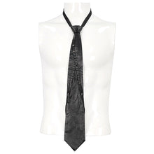 Load image into Gallery viewer, AS158 punk Asymmetric black leather tie with chain
