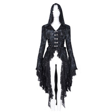 Load image into Gallery viewer, CT246 Gothic Women Flared Sleeves Tie-dyed flocked hooded cardigan jacket

