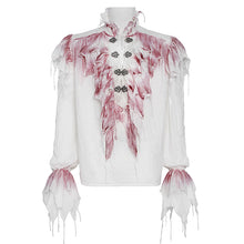 Load image into Gallery viewer, SHT163 Hand-Painted Burgundy Long-Sleeve Shirt with Double-Layer Mesh
