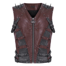 Load image into Gallery viewer, WT08602 wine hand brushed leather men vest
