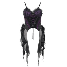 Load image into Gallery viewer, ECST00702 purple Gothic Pattern Jacquard Feather Rose Women sexy Corset
