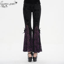 Load image into Gallery viewer, EPT01402 Black and purple Gothic velveteen embossed flared pants
