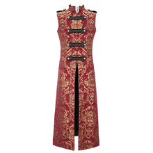 Load image into Gallery viewer, CT07403 Golden and red palace floral men long waistcoat
